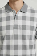 Men Storm Checked Polo Collar T-shirt