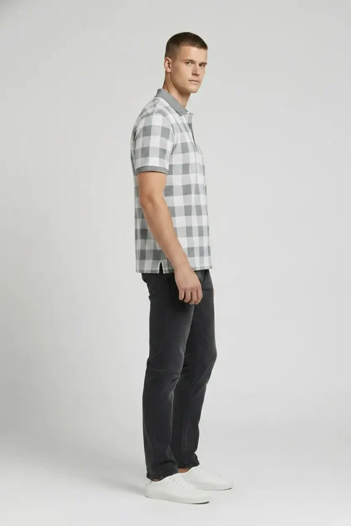 Men Storm Checked Polo Collar T-shirt