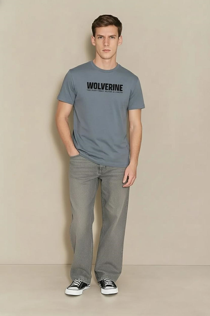 Men Storm Typography Printed Round Neck Cotton T-shirt
