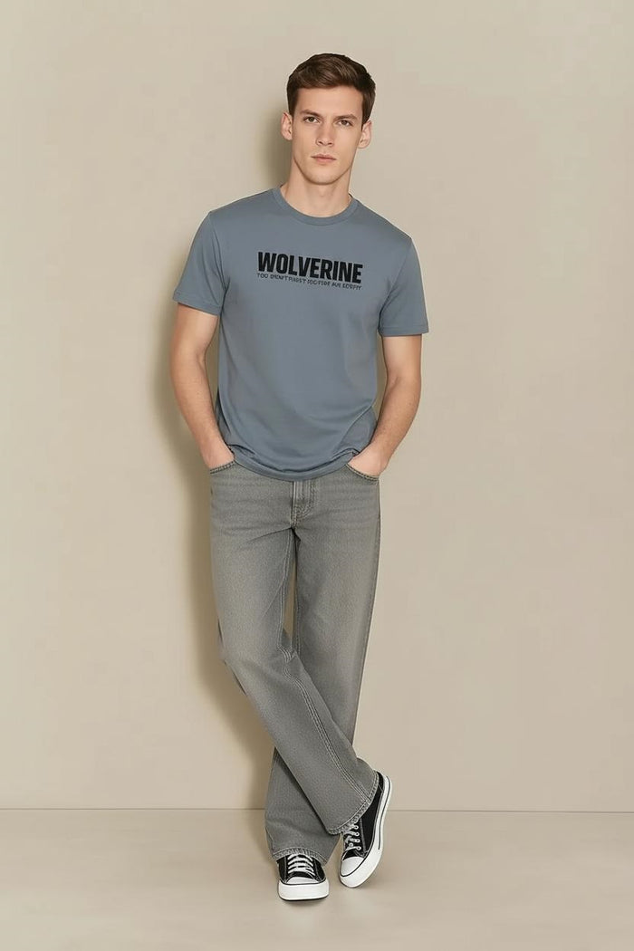Men Storm Typography Printed Round Neck Cotton T-shirt