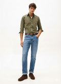 Men Straight Fit Mid-Rise Light Fade Stretchable Jeans