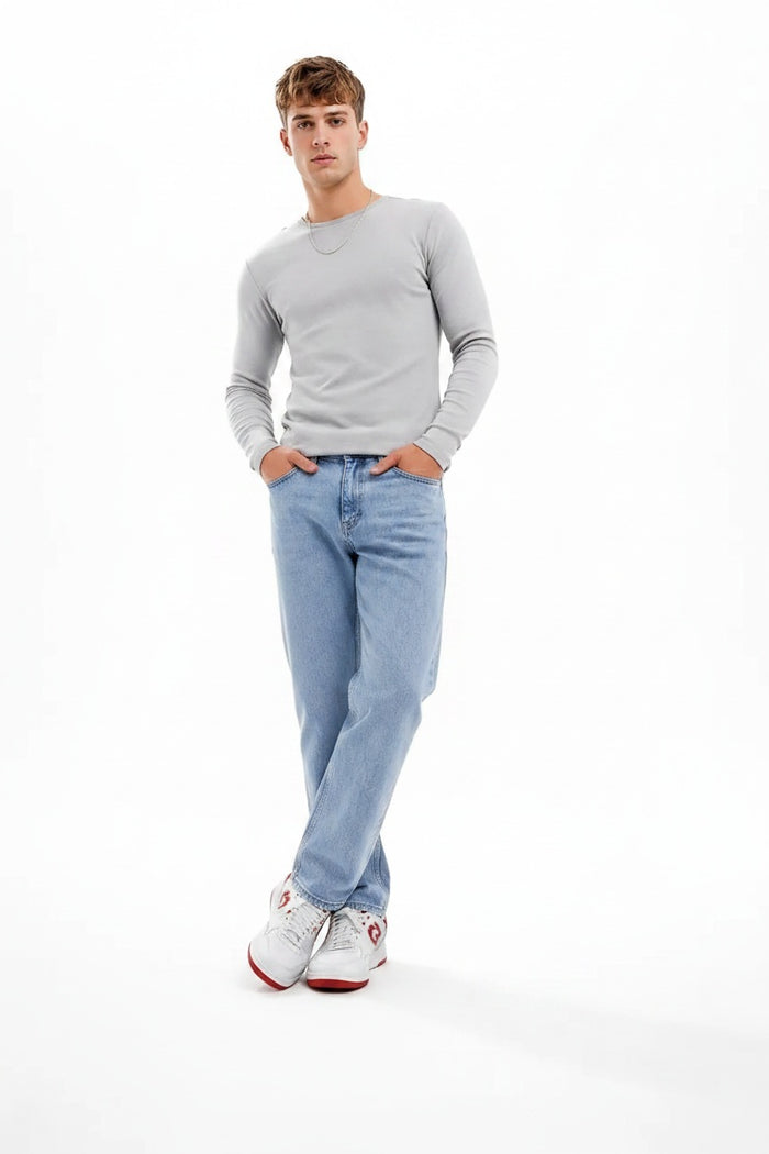Men Straight Fit Mid-Rise Light Fade Stretchable Jeans