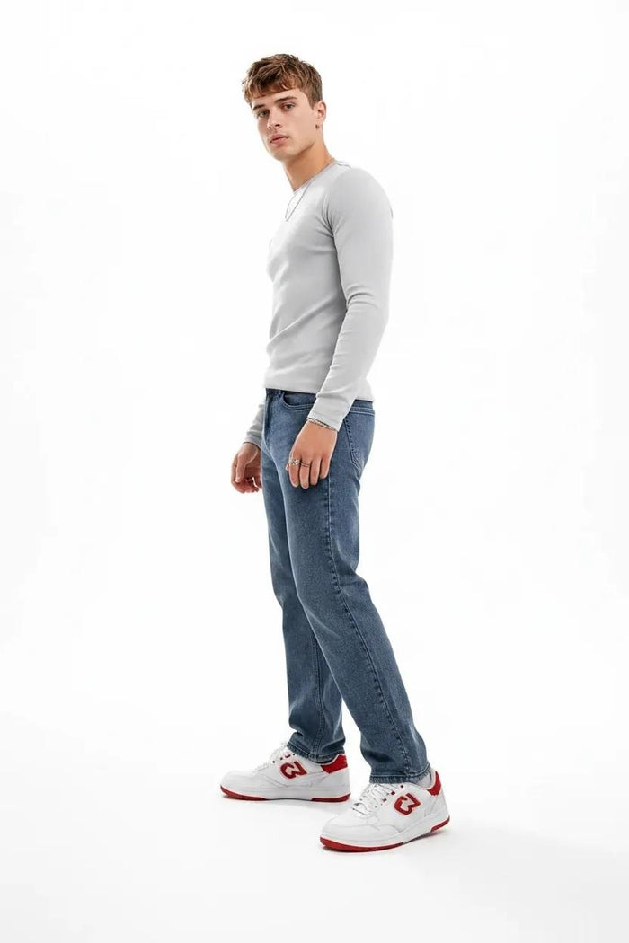 Men Straight Fit Mid-Rise Light Fade Stretchable Jeans