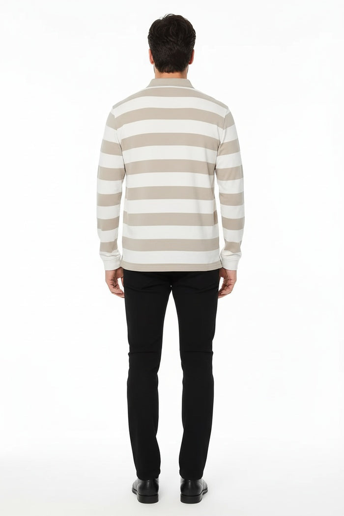 Men Striped Polo Collar T-shirt
