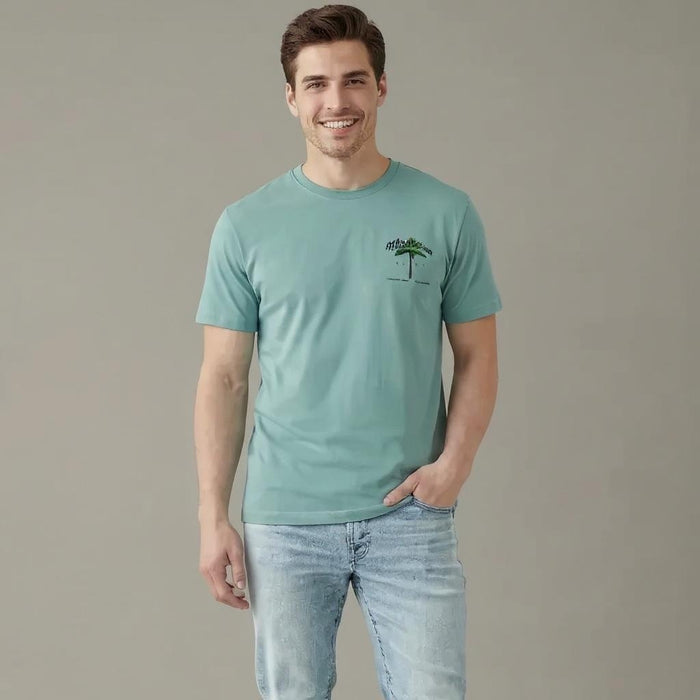 Men Surf Spray Printed Round Neck T-shirt