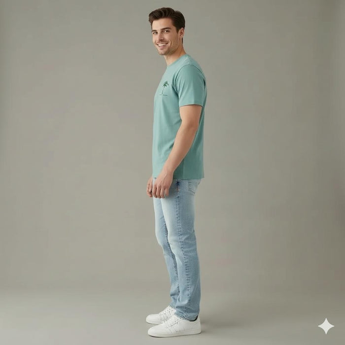 Men Surf Spray Printed Round Neck T-shirt