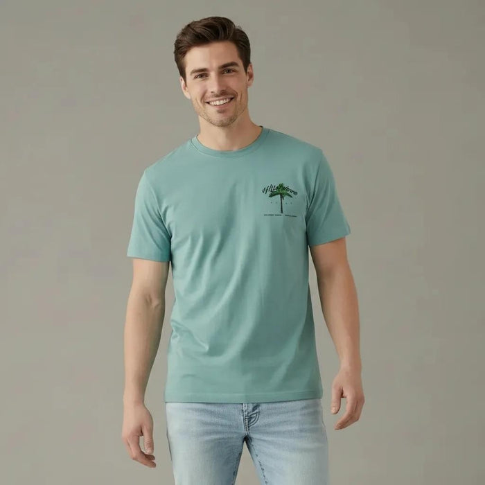Men Surf Spray Printed Round Neck T-shirt
