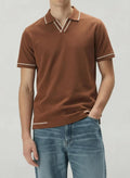 Men Tobacco Solid Polo Collar T-shirt