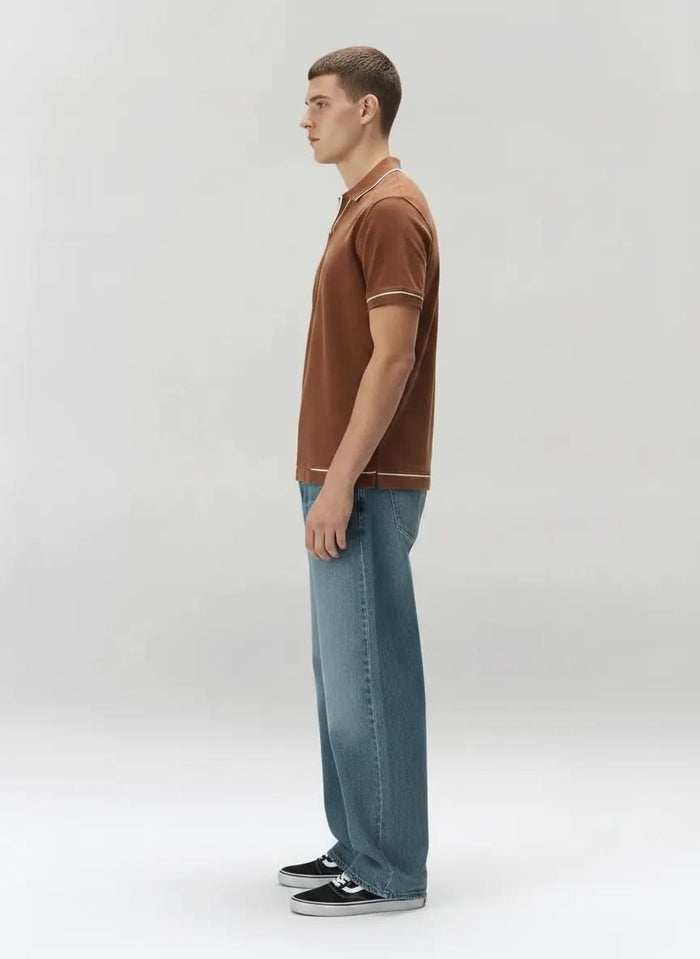 Men Tobacco Solid Polo Collar T-shirt