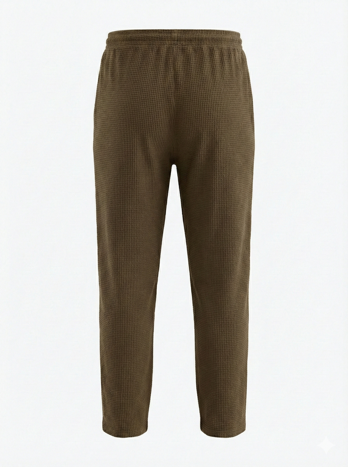 Men Tobacco Solid Regular Fit Track Pants