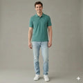Men Wasabi Sold Polo Collar T-shirt