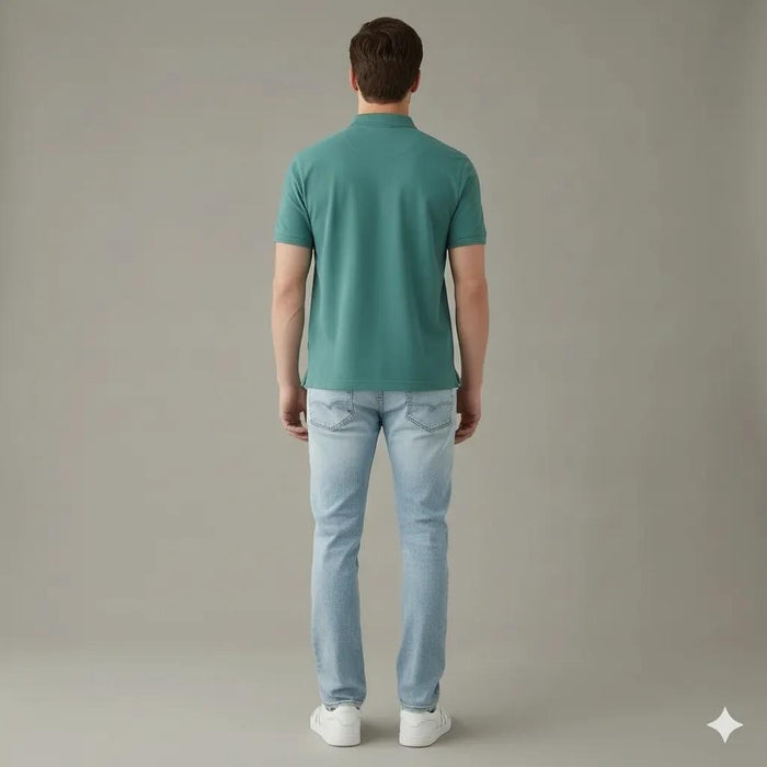 Men Wasabi Sold Polo Collar T-shirt