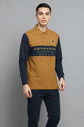 Men Wheat Colourblocked Polo Collar T-shirt