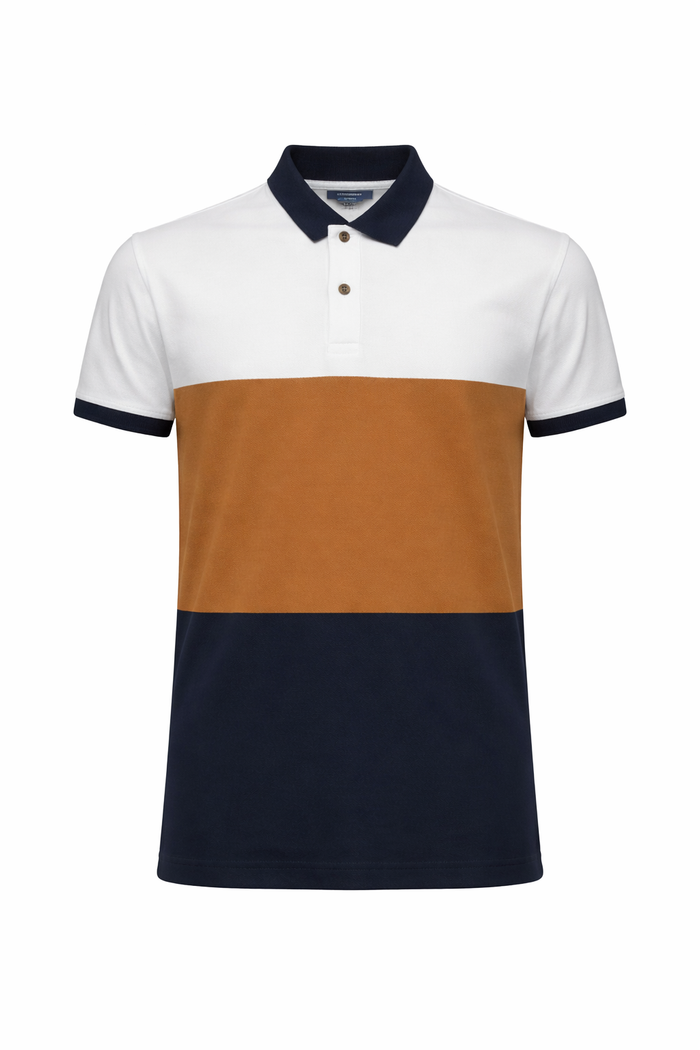 Men Wheat Colourblocked Polo Collar T-shirt