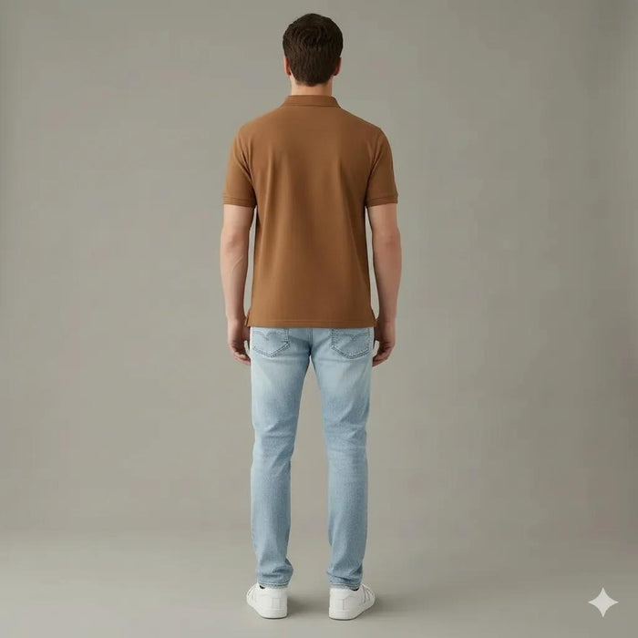 Men Wheat Sold Polo Collar T-shirt