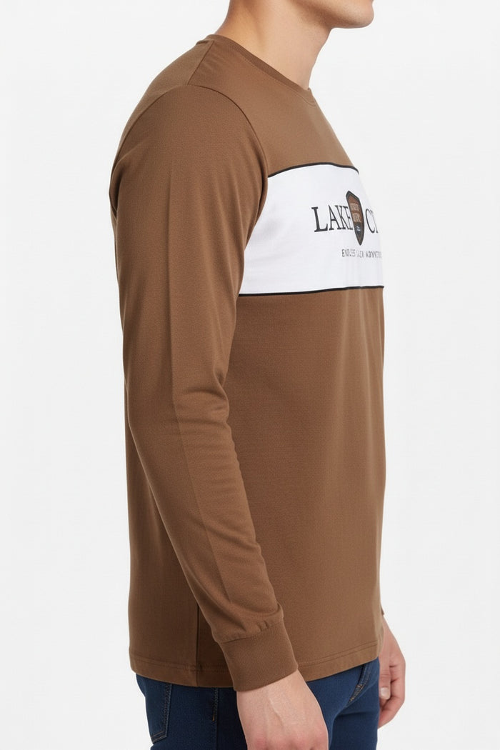 Men Wheat Typography Colourblocked T-shirt