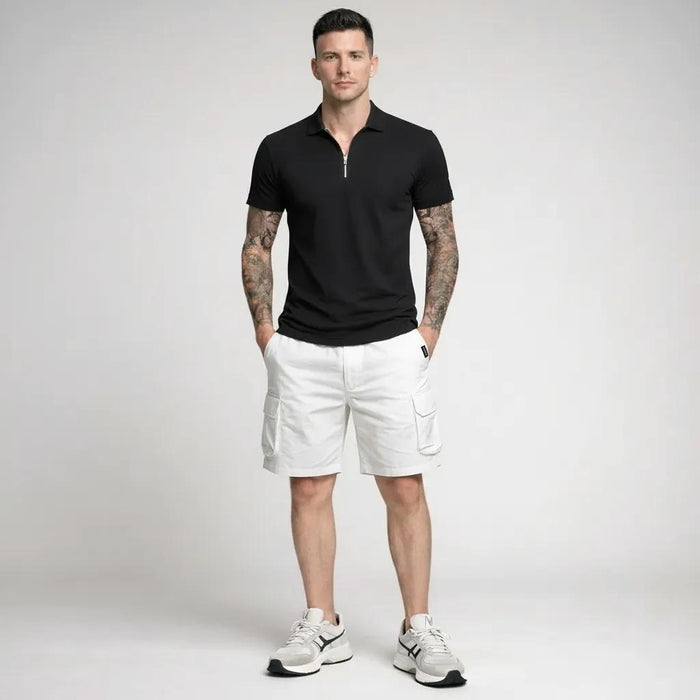 Men White Cargo Shorts