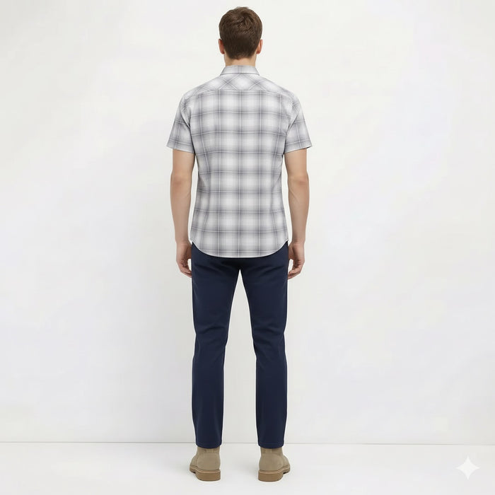 Men White Checked Casual Shirt