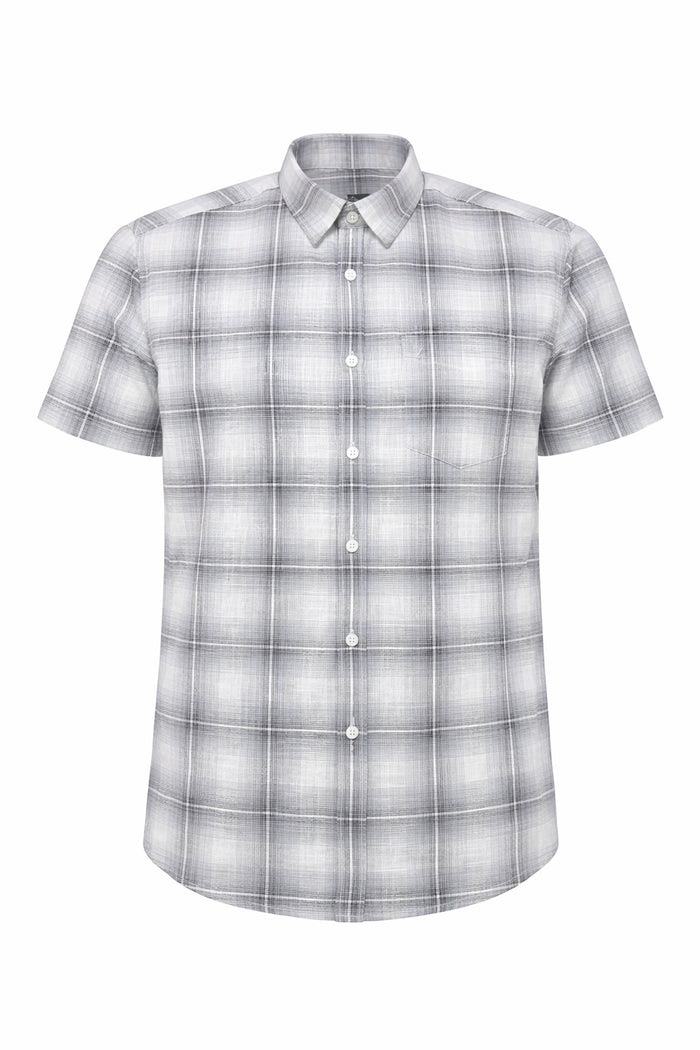 Men White Checked Casual Shirt