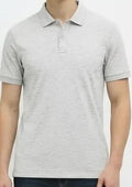 Men White Melange Sold Polo Collar T-shirt