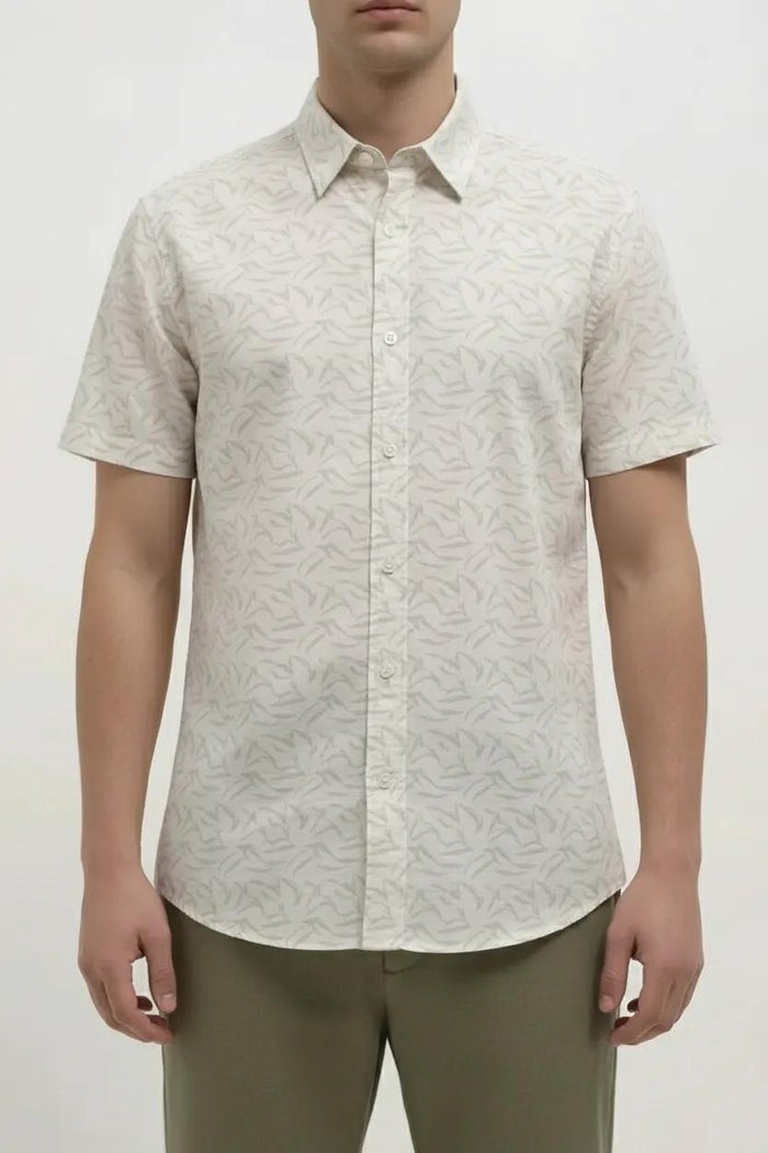 Men White Printed Casual Shirt