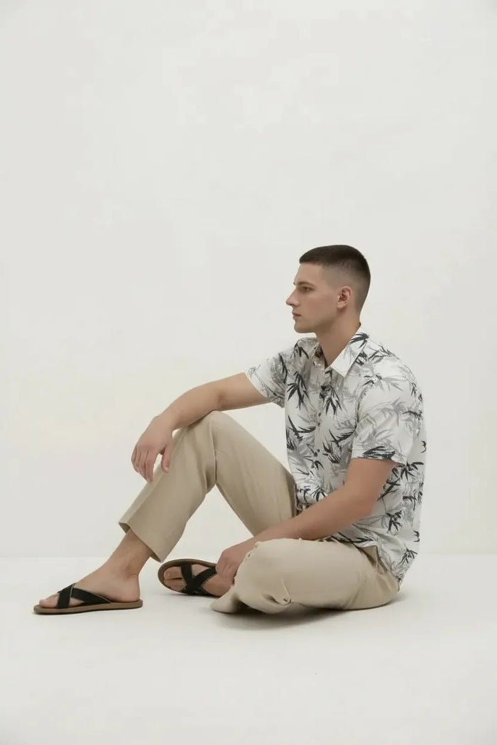 Men White Printed Casual Shirt