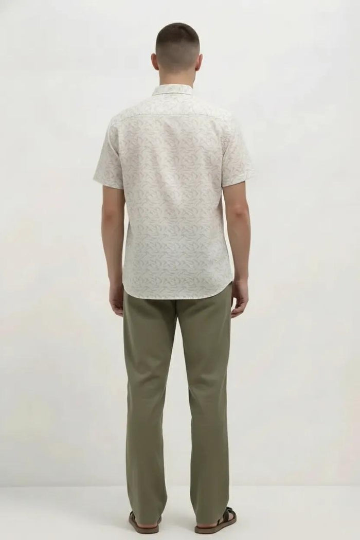 Men White Printed Casual Shirt