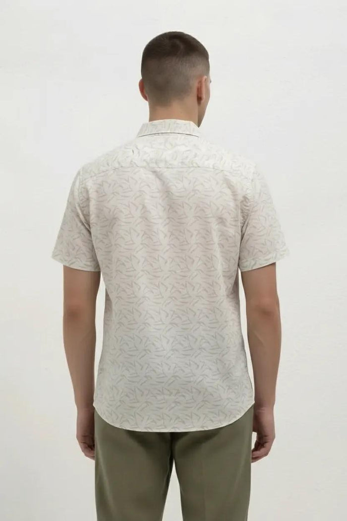 Men White Printed Casual Shirt