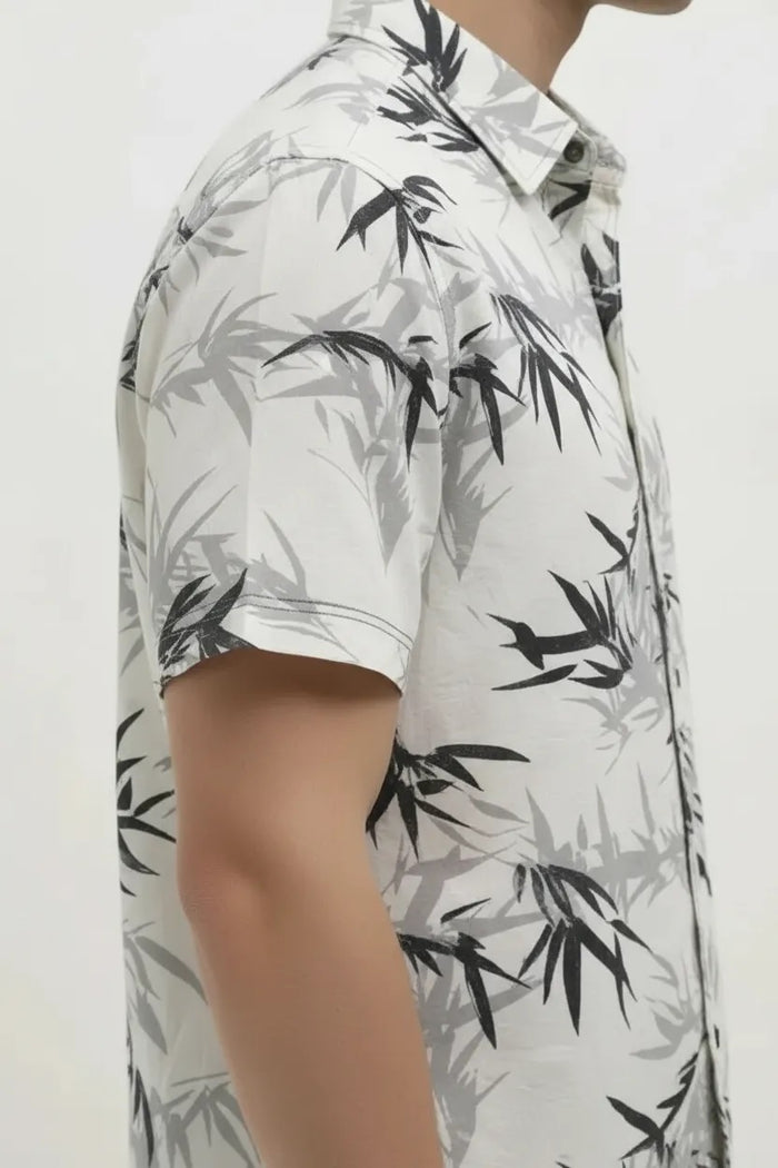 Men White Printed Casual Shirt