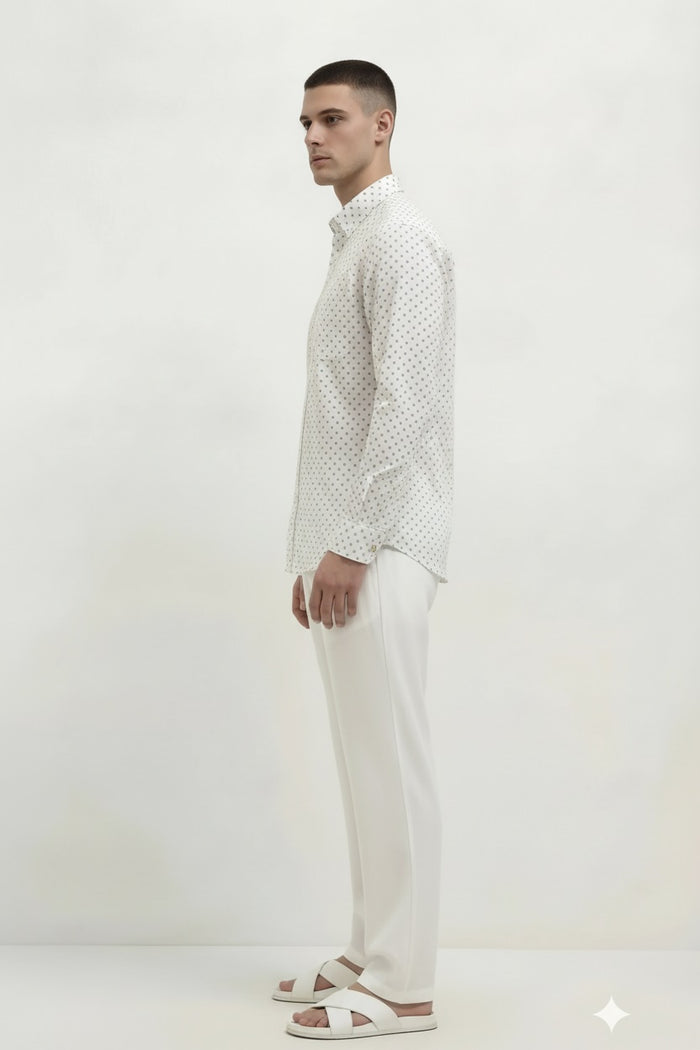 Men White Printed Casual Shirt