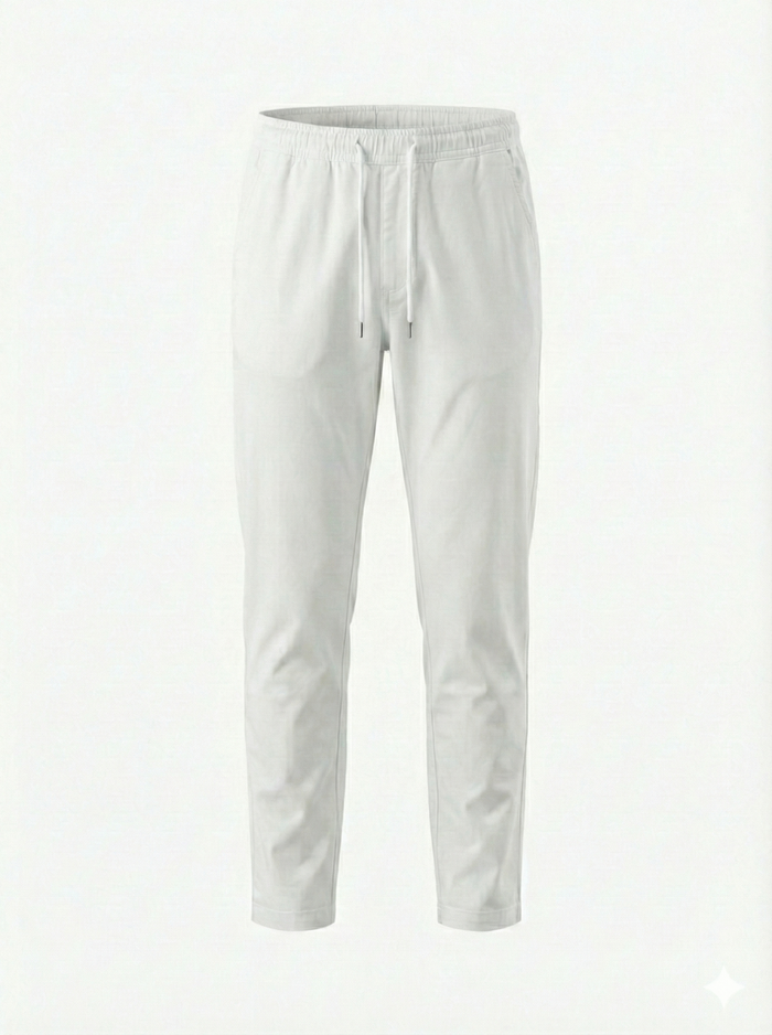 Men White Solid Regular Fit Track Pants