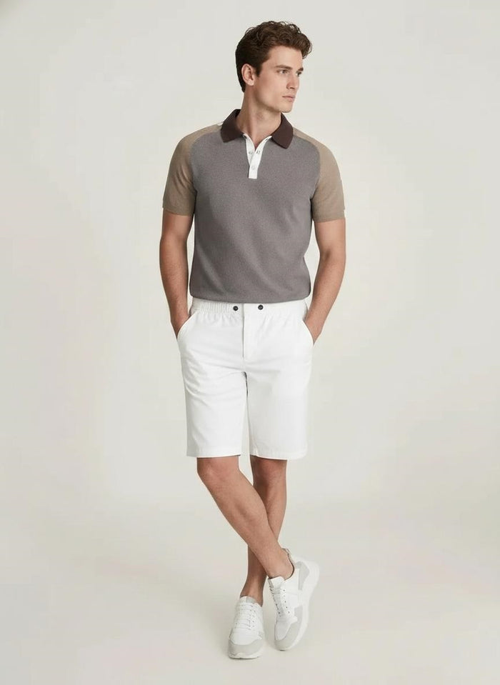 Men White Solid Shorts