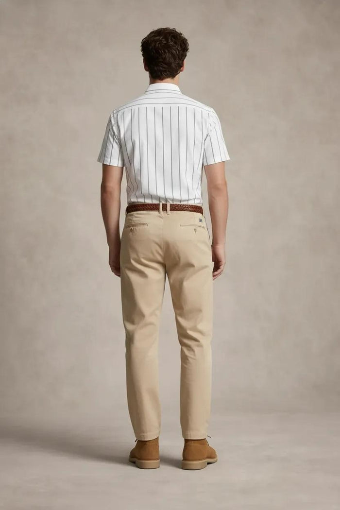 Men White Striped Casual Shirt