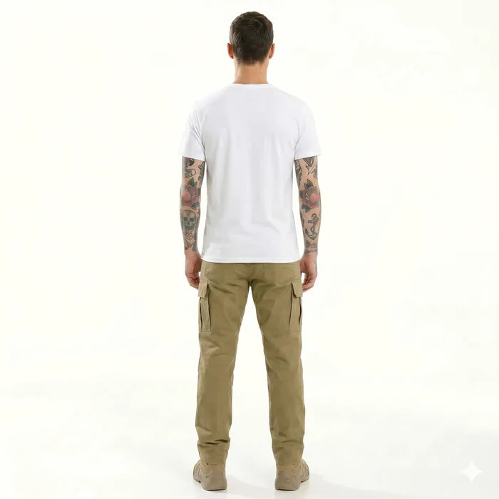 Men White V-Neck T-shirt
