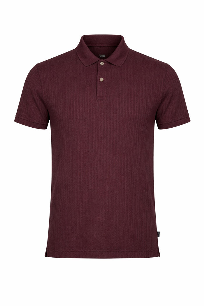 Men Wine Polo Collar Solid T-shirt