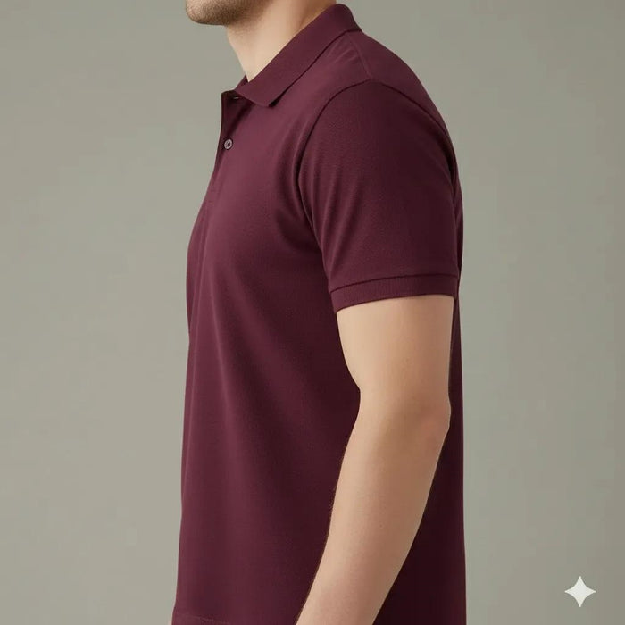 Men Wine Polo Collar T-shirt