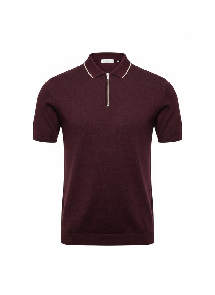 Men Wine Polo Collar T-shirt
