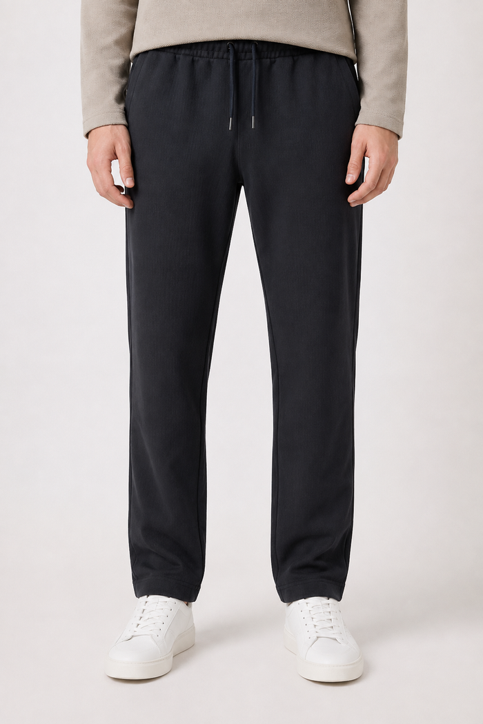 Men’s Black  Brushed Seer Sucker Winter Lower – Regular Fit Knitted