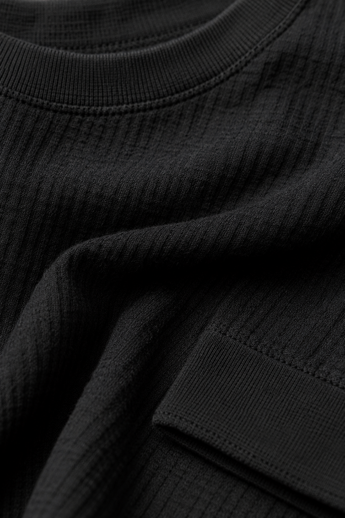 Men’s Black Brushed Seersucker Fleece Full Sleeve Winter Sweatshirt