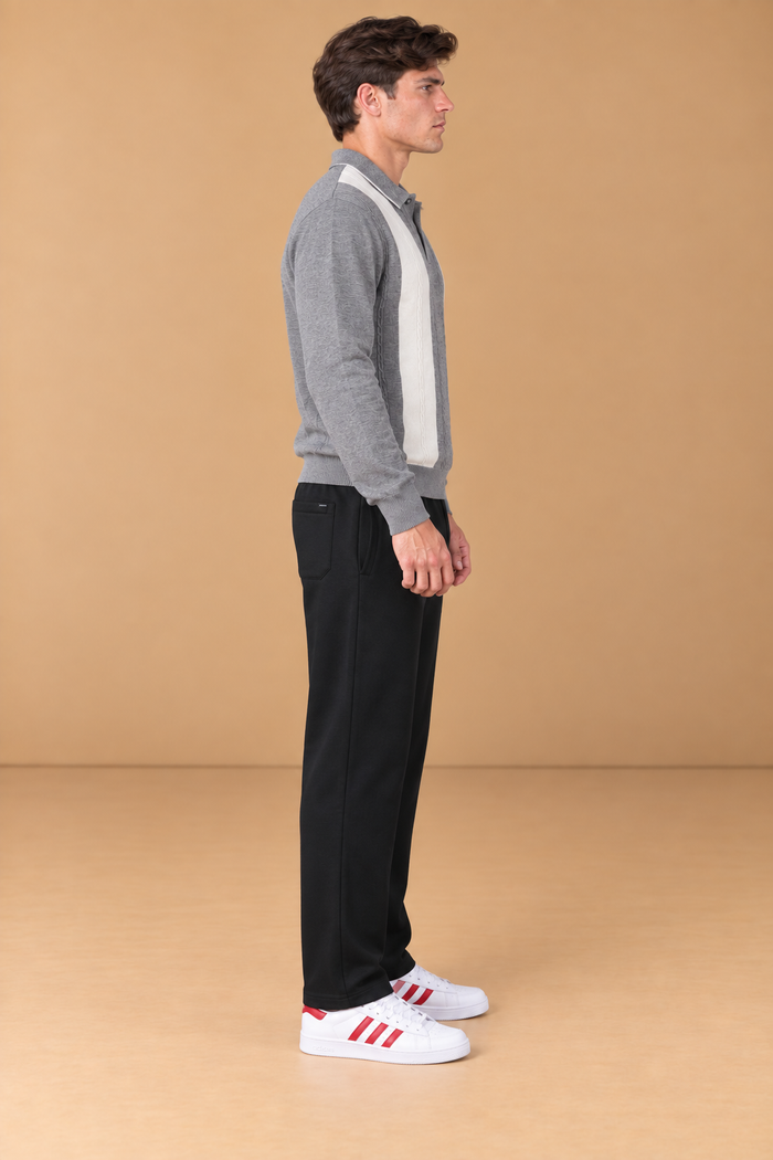 Men’s Black Cotton Brushed Fleece Lower – Regular Fit Winter Track Pants