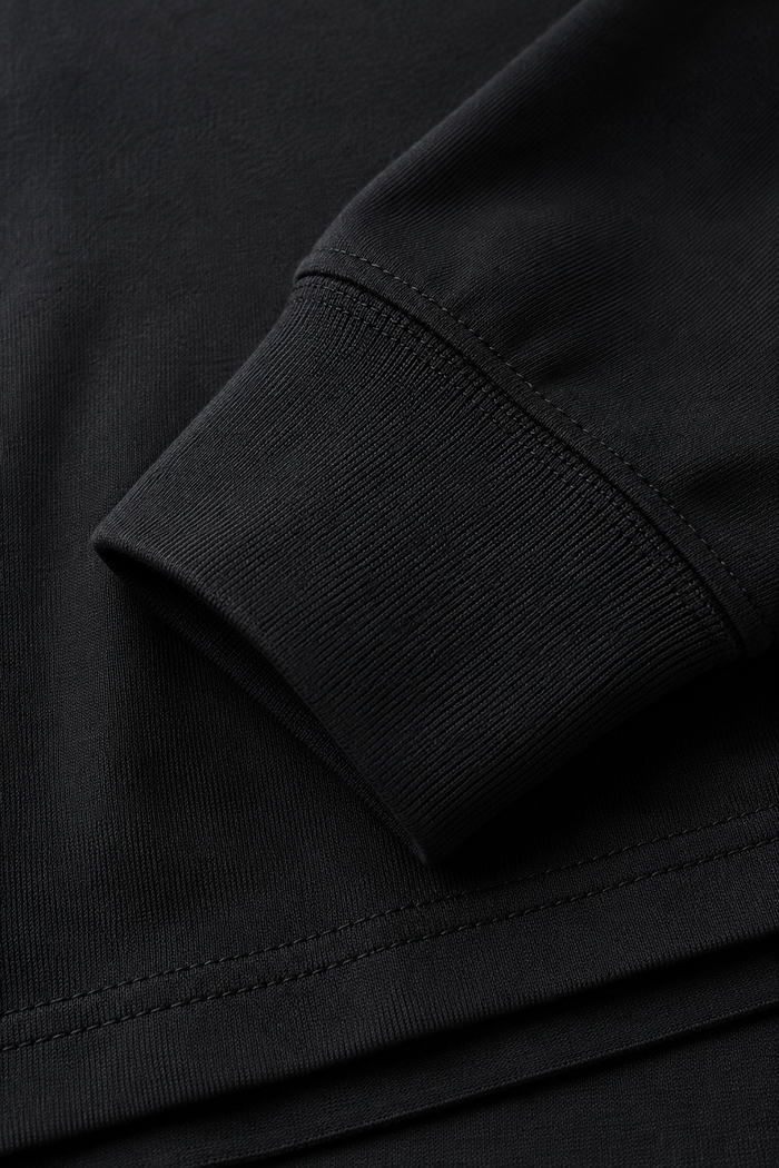 Men’s Black Interlock Full Sleeve Pre-Winter T-Shirt – Regular Fit Crew Neck Tee