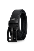 Men's Black Leather Belt with Glossy Black Buckle | Premium Formal & Casual Belt for Men