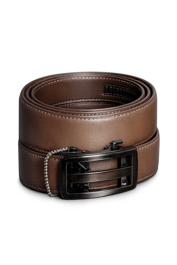 Men's Black Leather Belt with Glossy Black Buckle | Premium Formal & Casual Belt for Men