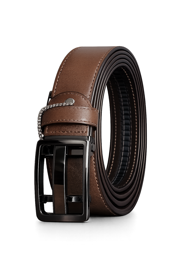 Men's Black Leather Belt with Glossy Black Buckle | Premium Formal & Casual Belt for Men