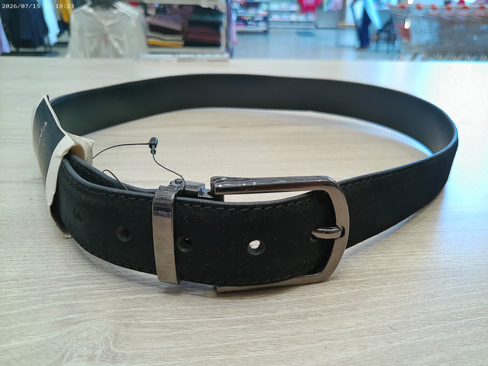 Men's Black Leather Belt with Glossy Black Buckle | Premium Formal & Casual Belt for Men