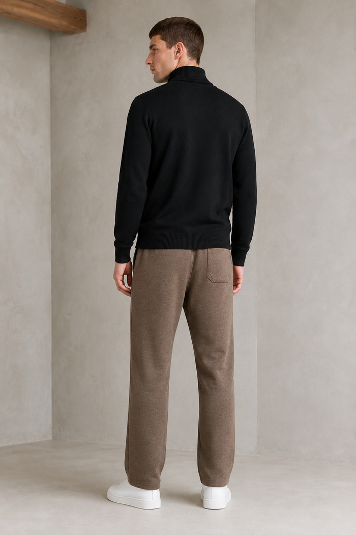 Men’s Black Mock Neck Sweater – Regular Fit Full Sleeve Winter Pullover