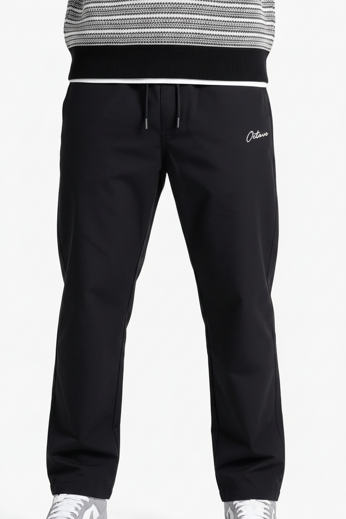 Men’s Black Poplin Lycra Cotton Lower with Drawstring