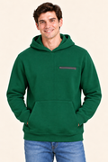 Men’s Bottle Green Cotton Brushed Fleece Hooded Sweatshirt – Regular Fit