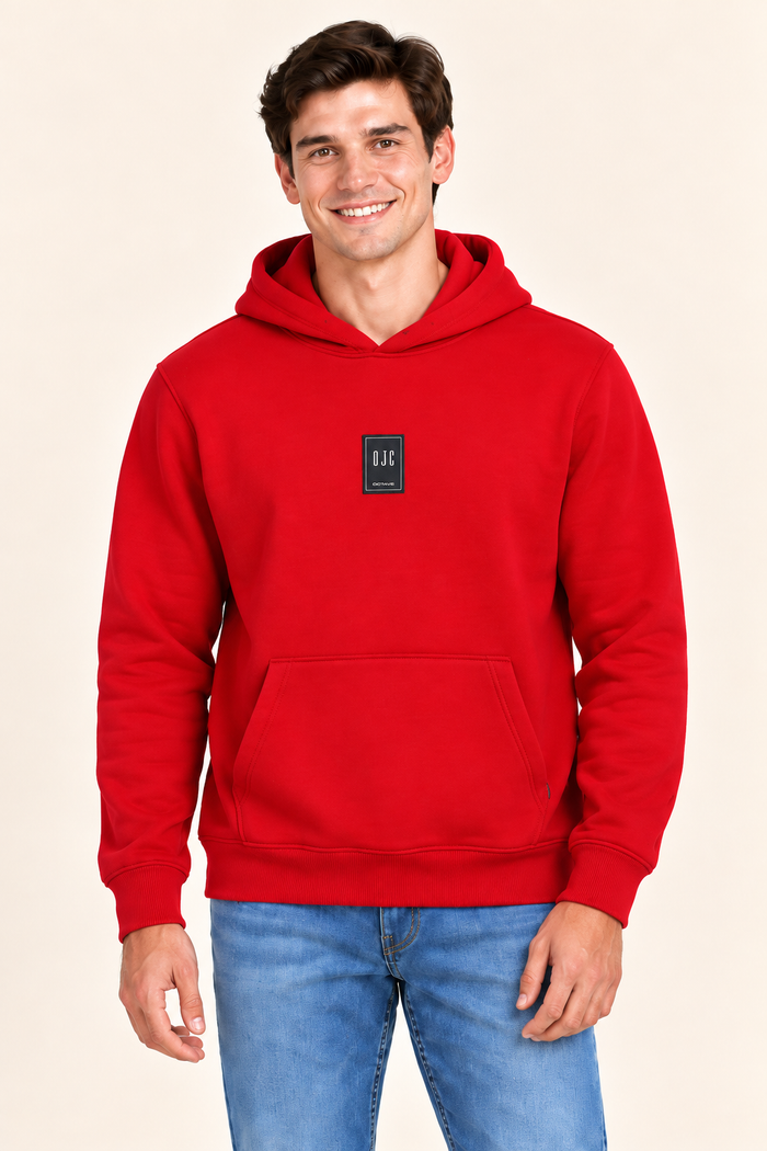Men’s Brick Cotton Brushed Fleece Hooded Sweatshirt – Regular Fit