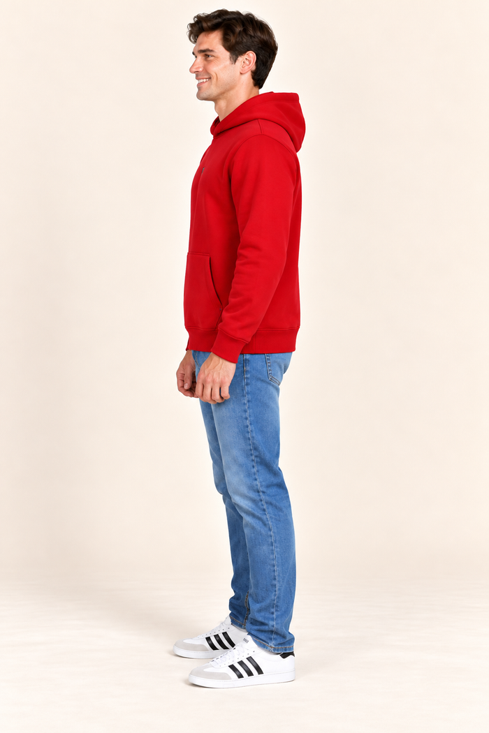 Men’s Brick Cotton Brushed Fleece Hooded Sweatshirt – Regular Fit